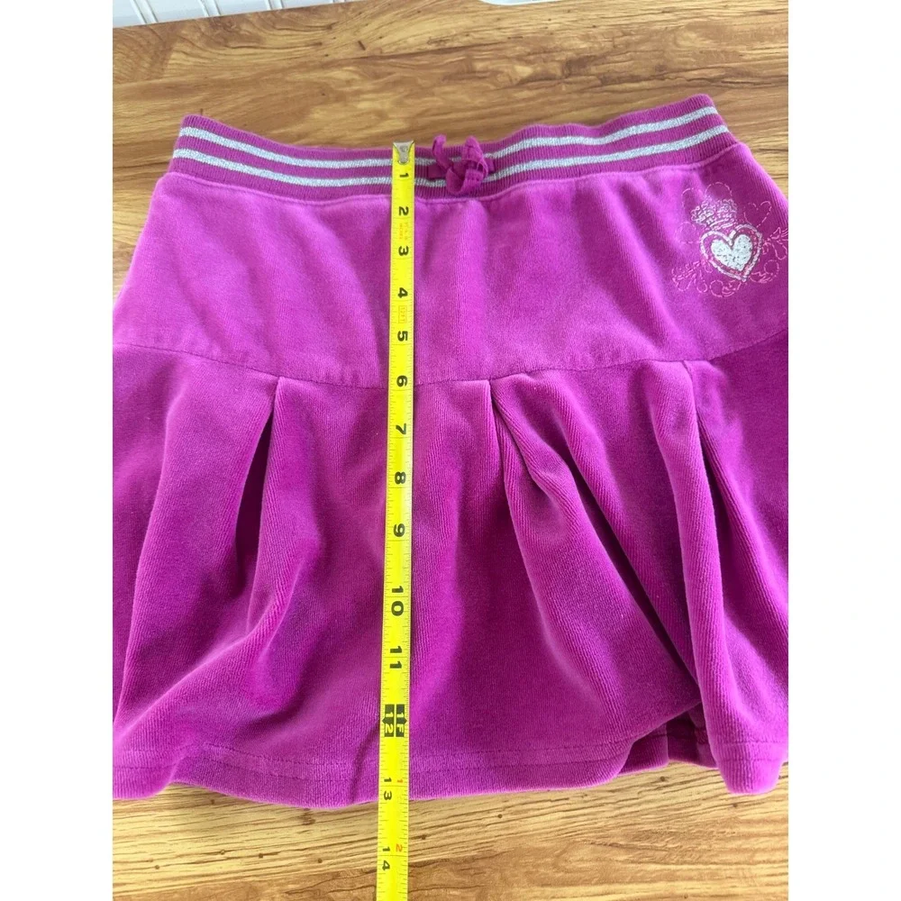 The Children's Place Girls Magenta Velour Y2K Pleated Skort Heart Size 14